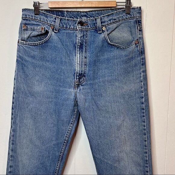 Vintage 90s Levis 505 Regular Fit Straight Leg USA Made Distressed Faded 36X30 - Picture 3 of 12